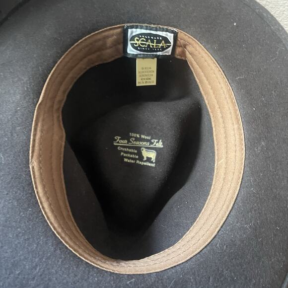 SCALA Handmade Four Seasons Outback Felt Brown Wool Fedora Hat Sz Medium - Picture 4 of 9